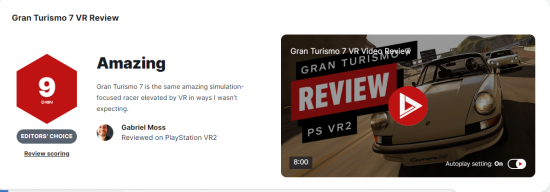 《GT7》VR版IGN评测9分,令人惊叹的模拟赛车游戏