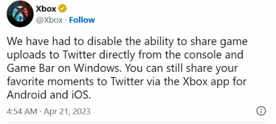 Xbox主机和Win截屏不再支持分享到推特 但可以